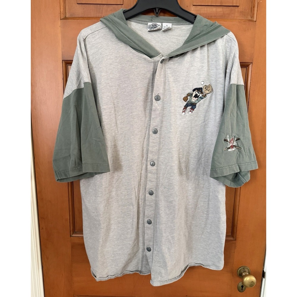 Men's Acme Clothing Vintage 90's Shirt Loony Tunes Taz Gray Raglan Sleeve Hooded